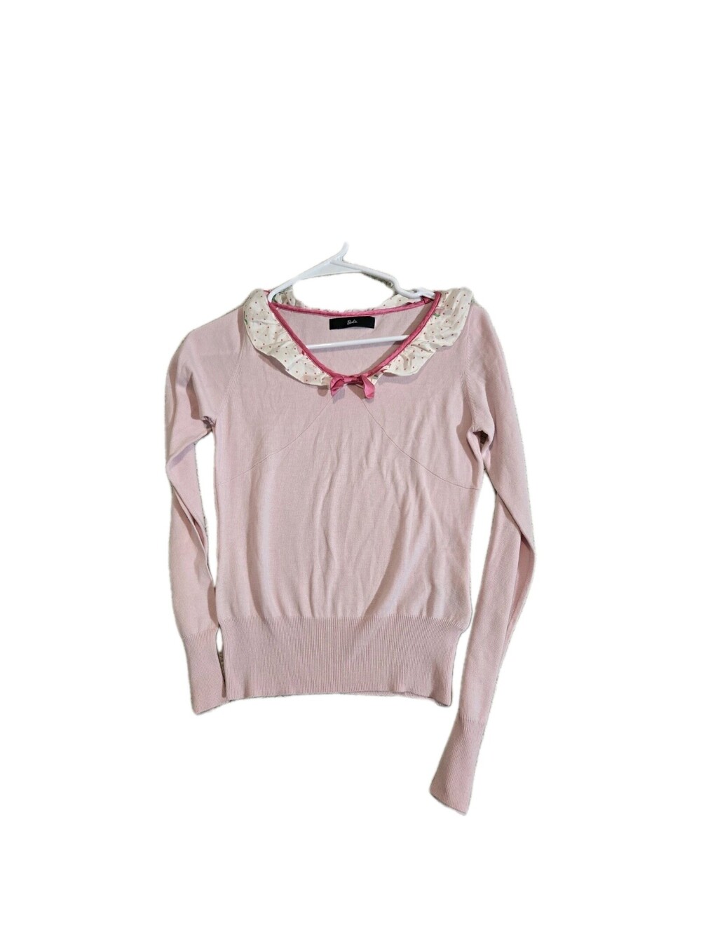 barbie japan Pink Pullover Sweater W Red Polka Dot Collar Lgt Weight S M